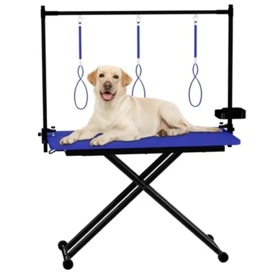 47inch X-Lift Dog Grooming Table with Adjustable Height, Mesh Tray, Tool Organizer & Noose &ndash; Foldable Pet Grooming Station for Home Use image {7}