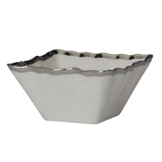Certified International Set of 4 14oz Regency Square Snack Bowls Silver image {2}
