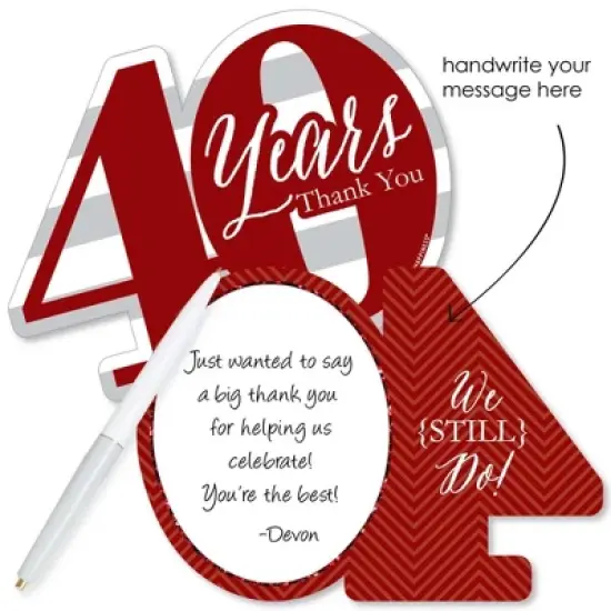 Big Dot of Happiness We Still Do - 40th Wedding Anniversary - Shaped Thank You Cards - Anniversary Party Thank You Cards with Envelopes - Set of 12 image {1}