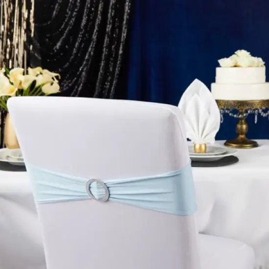 Juvale Light Blue Chair Sashes with Silver Buckles for Wedding Reception, Baby Shower, Birthday Party, Fits 13.5- to 16.5-Inch Chair Backs (50 Pack) image {1}