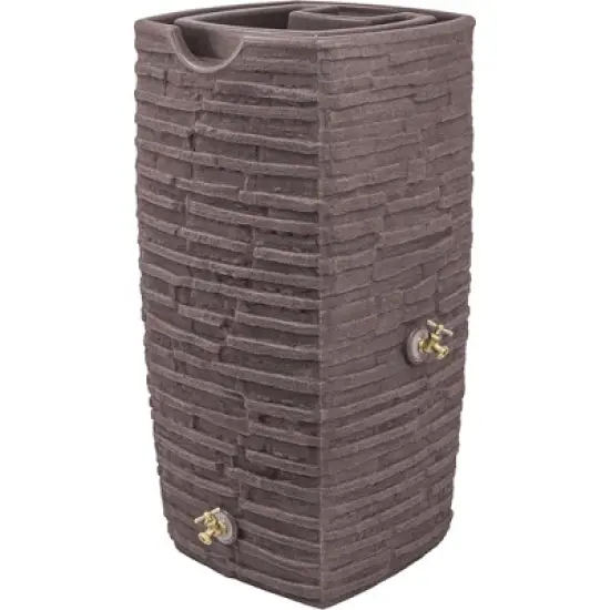Good Ideas Impressions Riverwalk 50-Gallon Faux Slate Surface Dual Spigot Locations Rain Barrel w/2 Brass Spigots & Screen, Red Brick image {4}