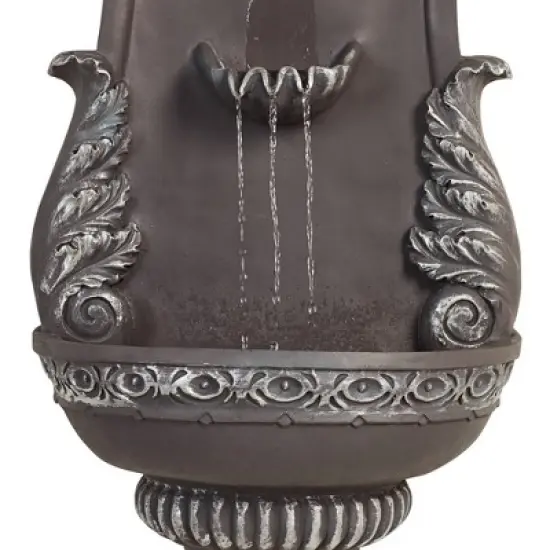 John Timberland Tivoli Grey Ornate Rustic Outdoor 2 Tier Outdoor Wall Water Fountain 33" for Yard Backyard Garden Patio Home Deck Porch House Exterior image {4}