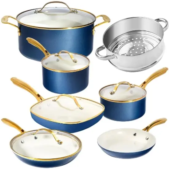 Gotham Steel Navy 15-Piece Ultra Nonstick Ceramic Cookware Set with Utensils image {5}