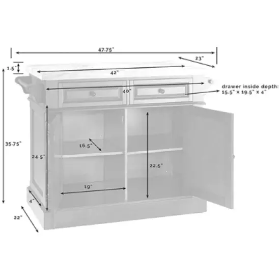Wood Kitchen Island Butcher Block in White - Pemberly Row image {6}