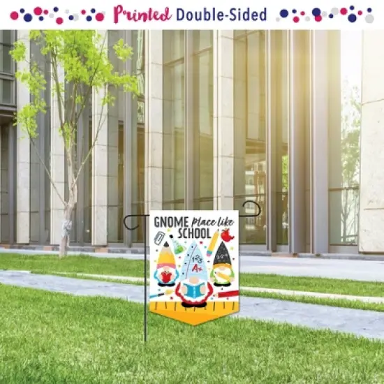 Big Dot of Happiness School Gnomes - Outdoor Home Decorations - Double-Sided Teacher and Classroom Garden Flag - 12 x 15.25 inches image {1}