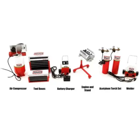 Garage Shop Tools #1 "Texaco Oil" Set of 6 pieces 1/18 Diecast Replica by GMP image {1}