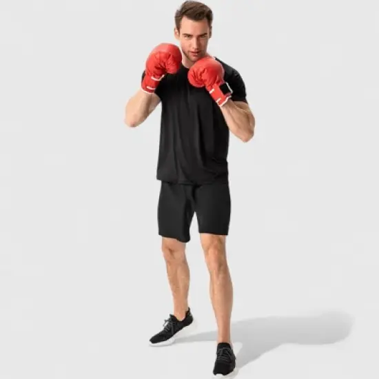 Anna-Kaci Active Men's Elastic Waist Athletic Shorts with Above-Knee Length and Relaxed Fit Design image {4}