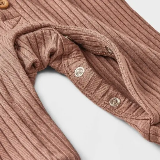 Grayson Collective Baby Ribbed Long Sleeve Jumpsuit - Brown image {2}