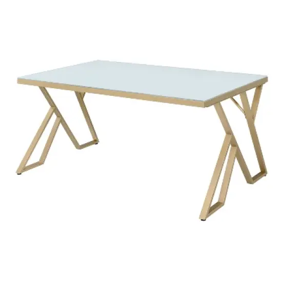 Jalama Glam Glass Top Gold Frame Dining Table - HOMES: Inside + Out image {5}