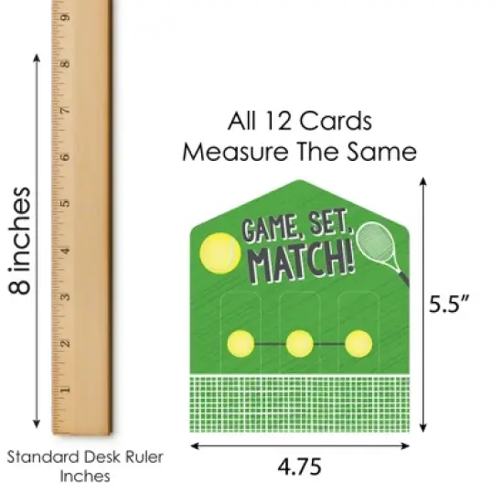 Big Dot of Happiness You Got Served - Tennis - Baby Shower or Tennis Ball Birthday Party Game Pickle Cards - Pull Tabs 3-in-a-Row - Set of 12 image {4}