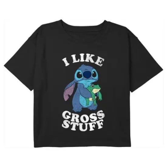 Girl's Lilo & Stitch I Like Gross Stuff Stitch Distressed Crop T-Shirt image {2}