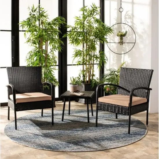 Moore 3 Piece Lounge Set - Indoor/Outdoor - PAT9009 - Safavieh image {1}