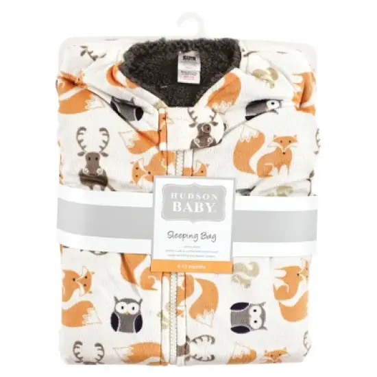 Hudson Baby Infant Boy Mink with Faux Shearling Inner Sleeping Bag, Sack, Blanket, Boy Forest image {1}
