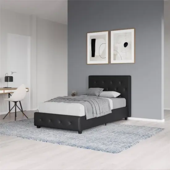 Dalia Tufted Faux Leather Bed - Room & Joy image {11}