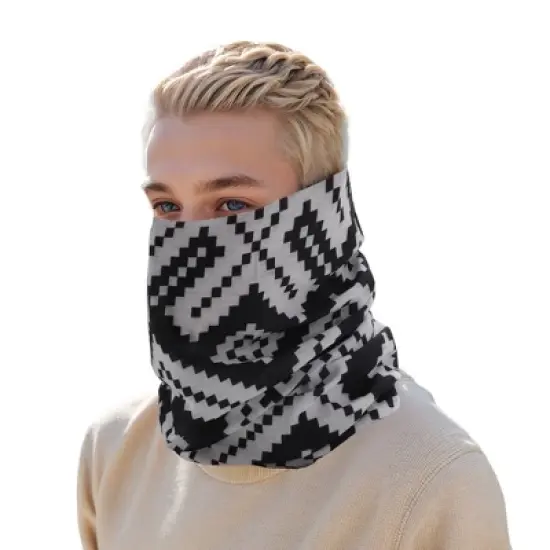 Unique Bargains Sunscreen Checkered Pattern Face Scarf Mask Black White 1 Pc image {4}