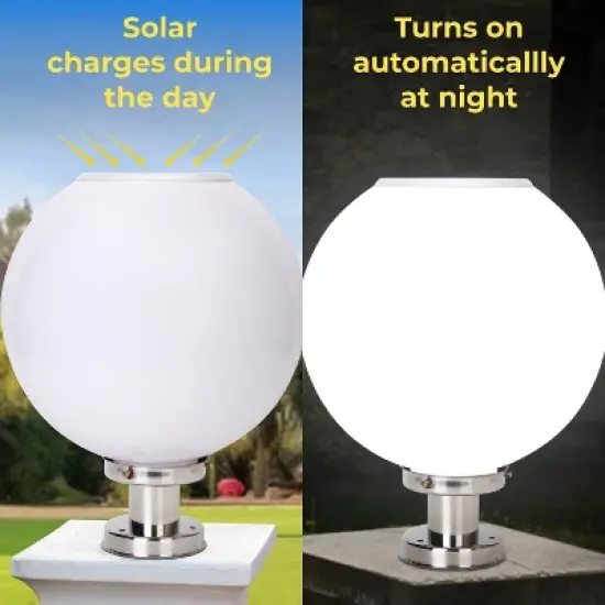 Techko Maid Solar Sphere Outdoor Pillar Light with Remote White image {3}