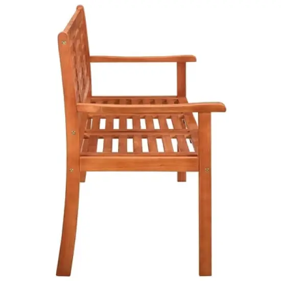 vidaXL 3-Seater Patio Bench with Cushion - Robust & Comfortable Seating Made from Solid Eucalyptus Wood - Perfect for Gardens, Terraces, and Patios image {3}