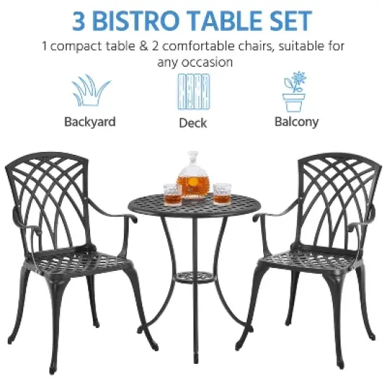 Yaheetech 3-Piece Patio Bistro Set for Garden Backyard Porch Balcon, Black image {5}