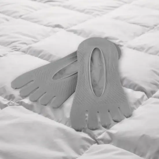 Unique Bargains Women's Nylon Breathable Split Toe Compression Socks Non-Slip 6 Pairs Gray image {2}