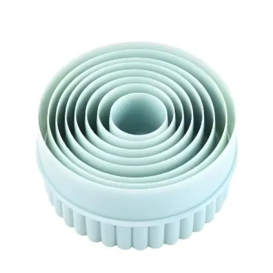 Kitcheniva Double-Sided Plastic Cookie Cutter Set Light Green Wave Edge Baking Tools 8 Pcs image {4}