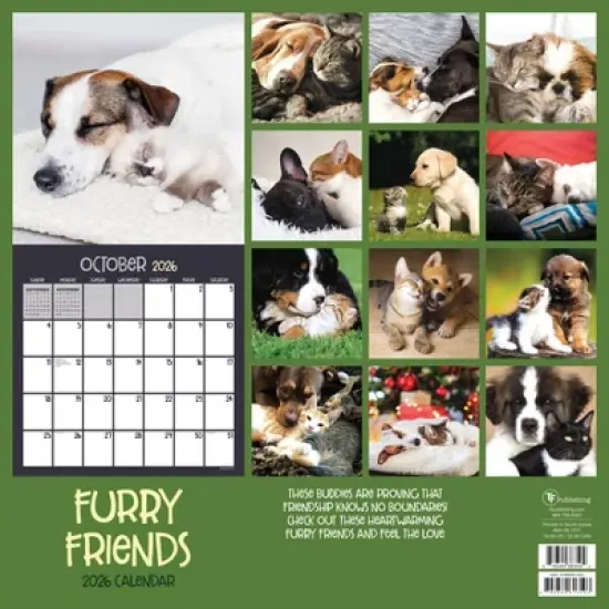 TF Publishing 13.5"x14.5" 2026 Furry Friends Wall Calendar image {4}