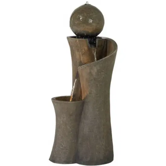 John Timberland Modern Sphere Curve Zen Outdoor Floor Water Fountain 39 1/2" with LED Light for Exterior Garden Yard Lawn image {3}