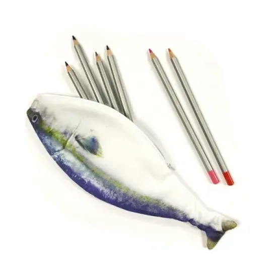 Wrapables Novelty Fish Style Pencil Case, Blue image {2}