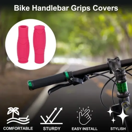 Unique Bargains Bike Handlebar Grips Covers 4.92" Pink 1 Pair image {1}
