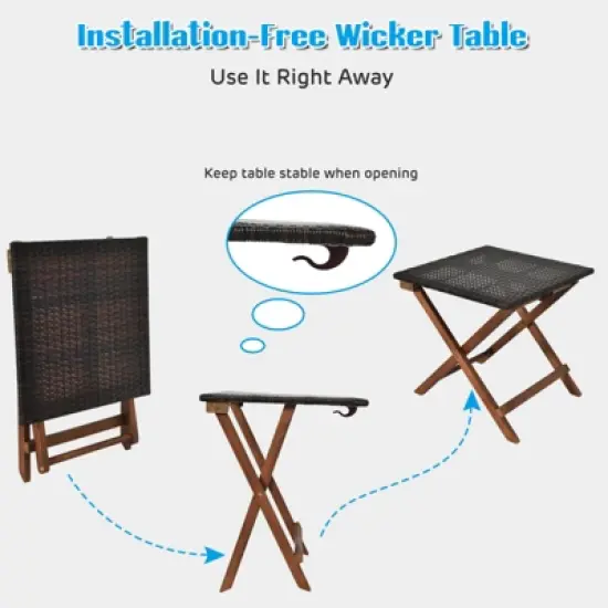 Tangkula 3PCS Chaise Lounge Set 4-Level Folding Chaise Lounge Adjustable Outdoor Beach with Wicker Side Table image {7}
