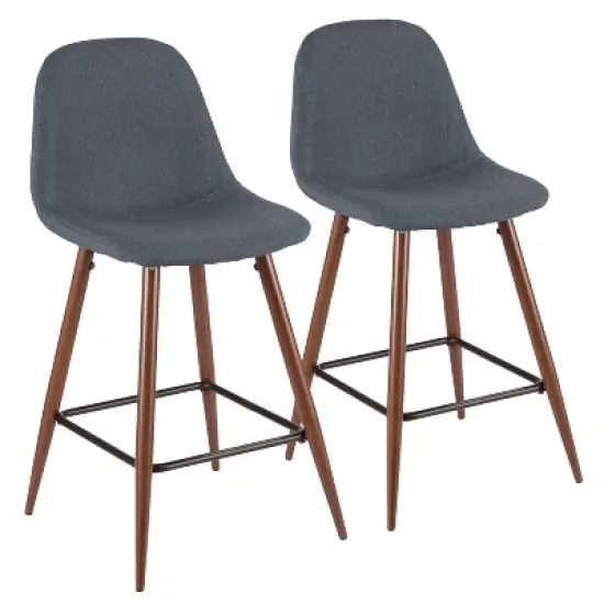 Set of 2 Pebble Mid-Century Modern Counter Height Barstools - LumiSource image {10}