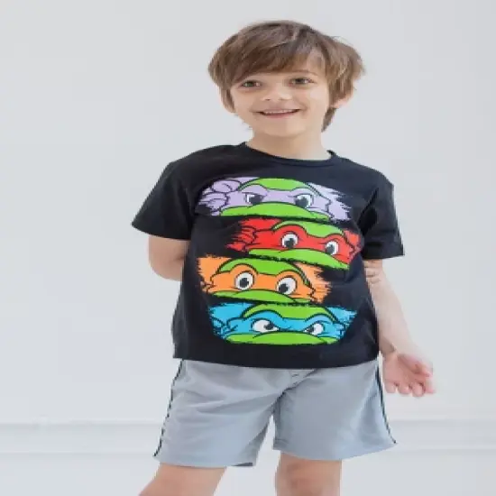 Teenage Mutant Ninja Turtles Donatello Leonardo Michelangelo Short Sleeve Graphic T-Shirt & Shorts image {1}