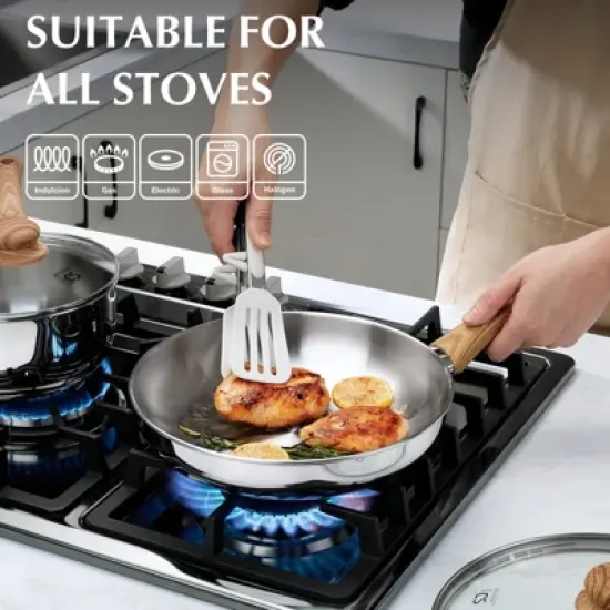 KOCH SYSTEME CS Stainless Steel Pan, Stainless Skillet with Lid for Cooking, Dishwasher Safe image {1}