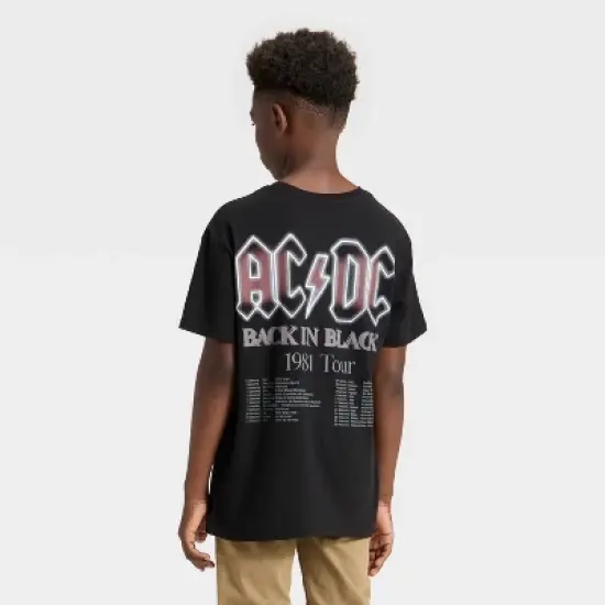 Boys' AC/DC Front and Back Oversized Short Sleeve Graphic T-Shirt - Black image {3}