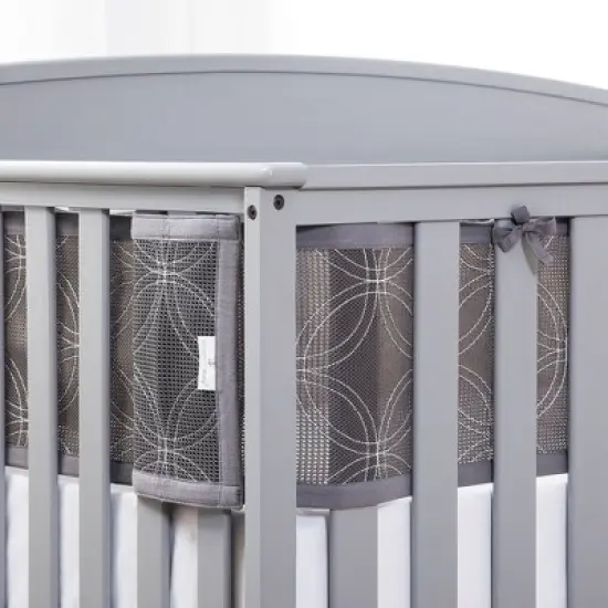 BreathableBaby Breathable Mesh Crib Liner - Deluxe Embroidered Collection - Gray Links image {4}