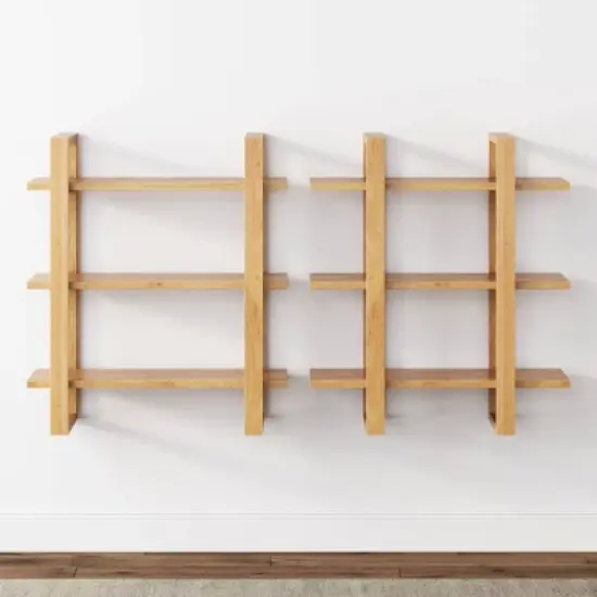 32" Solid Wood Adjustable Floating Wall Shelf - Nathan James image {3}