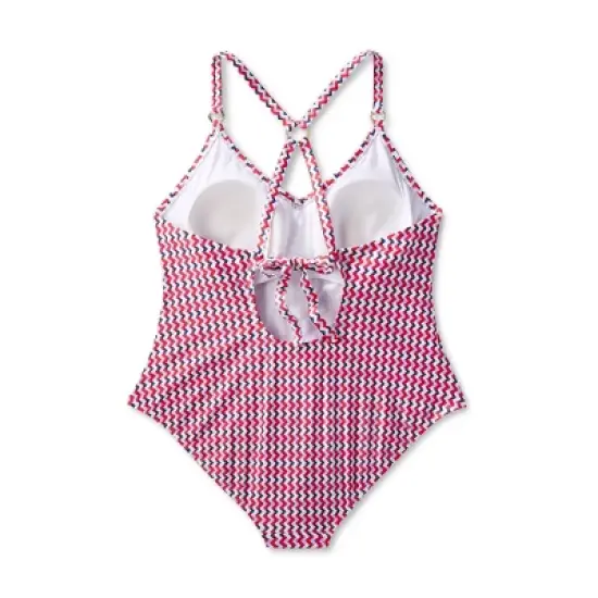 Women's Wide Ribbed Ring Medium Coverage One Piece Swimsuit - Kona Sol&trade; Multi Red image {3}