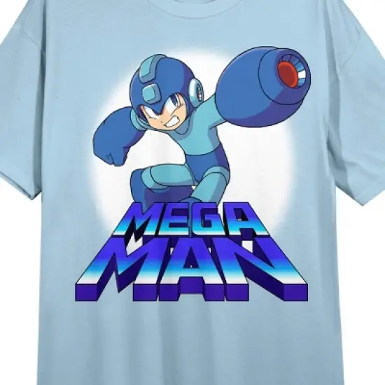 Mega Man Hero With Cannon Crew Neck Short Sleeve Light Blue Women's Night Shirt image {1}