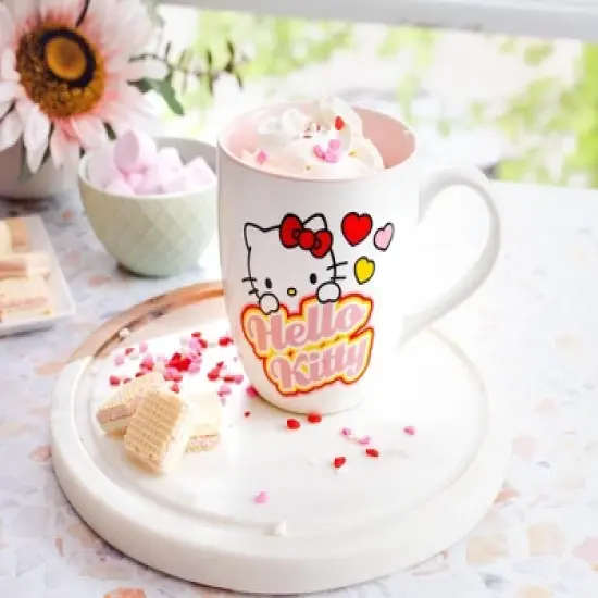 Silver Buffalo Sanrio Hello Kitty Hearts Ceramic Mug | Holds 18 Ounces image {5}