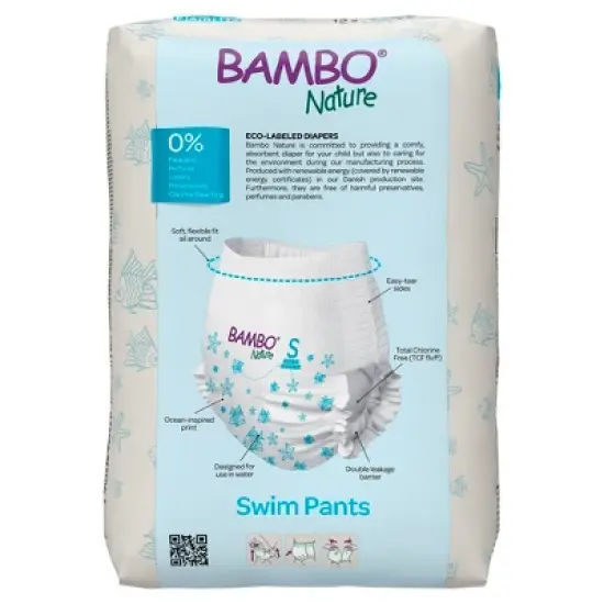 Bambo Nature Baby Swim Diaper Small, 15 to 26 lbs. 1000024401, 120 Ct image {4}