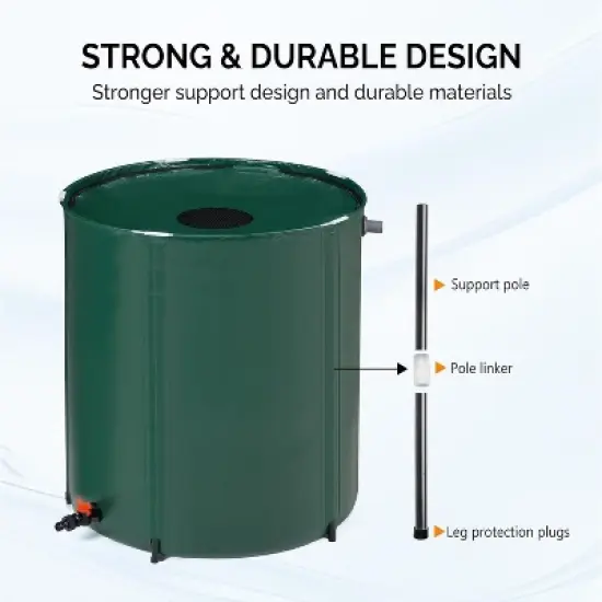 VINGLI Collapsible Rain Barrel, Portable Water Storage Tank, Rainwater Collection System Downspout, Green image {2}