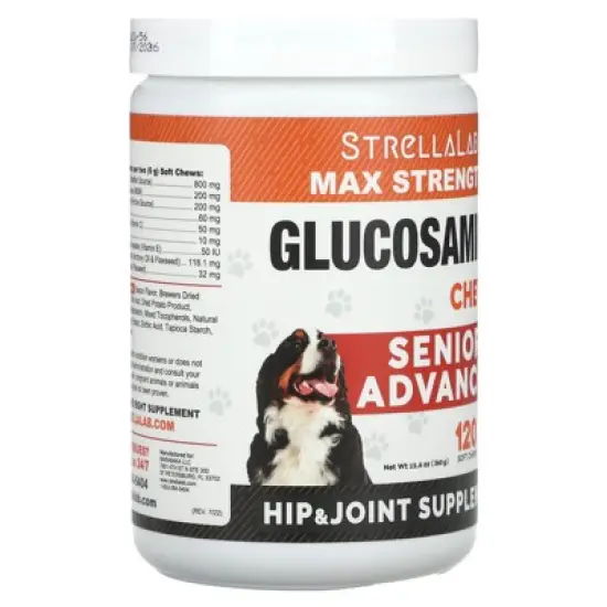 StrellaLab Max Strength Glucosamine Chews,  For Dogs, Senior Advanced, 120 Soft Chews 12.6 oz (360 g) image {3}