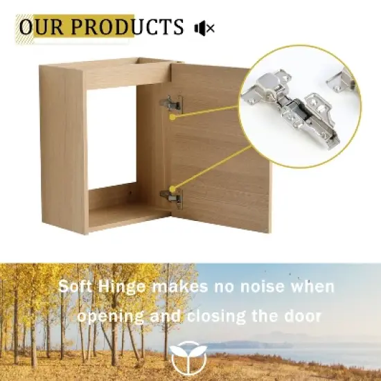 GDFStudio Zebulon Small Wall-Mounted Bathroom Vanity with Ceramic Sink and Mental Handle image {8}