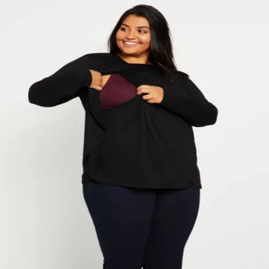 Plus Size Long Sleeve Nursing Tee | Motherhood Maternity image {4}