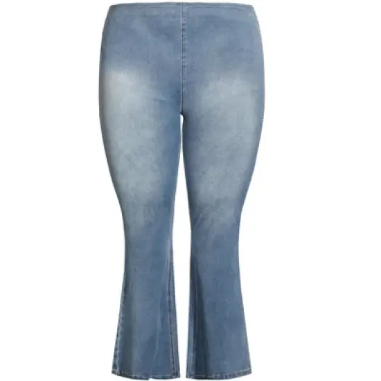 Women's Plus Size Shanda Pull On Flare Jean - light wash | AVEOLOGY image {4}