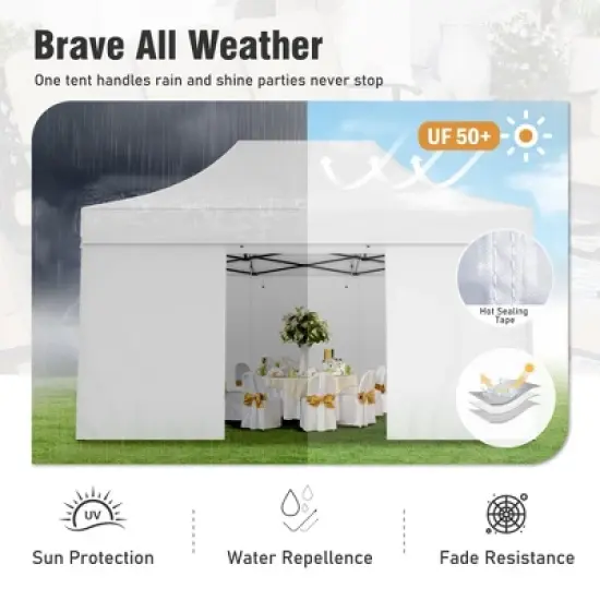 Captiva Designs 10x15 Pop Up Outdoor Commercial Heavy Duty Party Tent, White image {2}