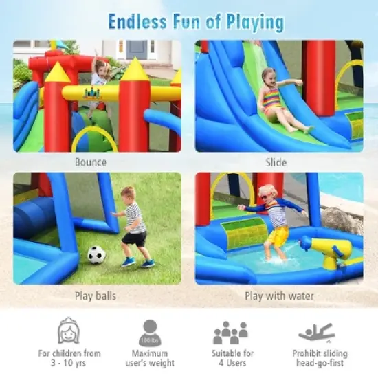 Costway Inflatable Bouncer Water Slide Bounce House Splash Pool without Blower image {4}