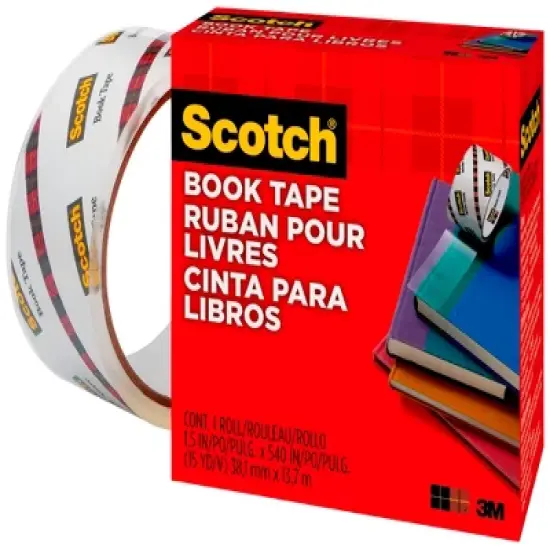 Scotch 845 Book Tape, 1.50 Inches x 15 Yards, 3 Inch Core, Crystal Clear image {1}