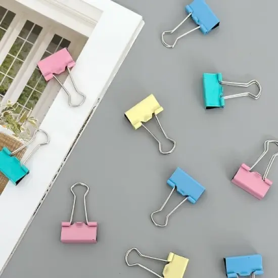 Wrapables Multicolor Binder Clips for Office, Paper Clamps, Paper Clips, (Set of 48) Medium image {2}