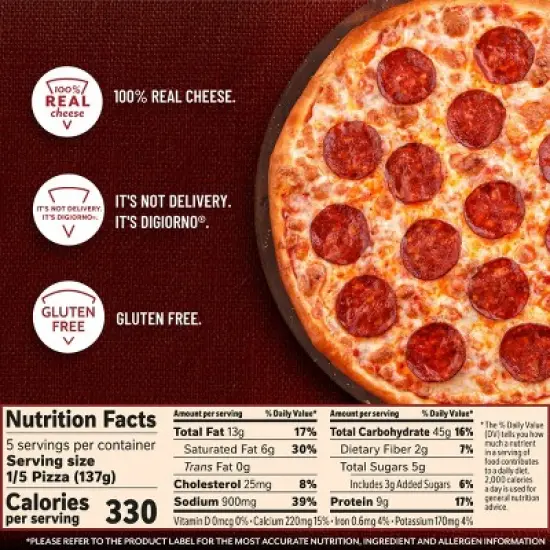 DiGiorno Pepperoni Gluten Free Frozen Pizza - 24.2oz image {2}