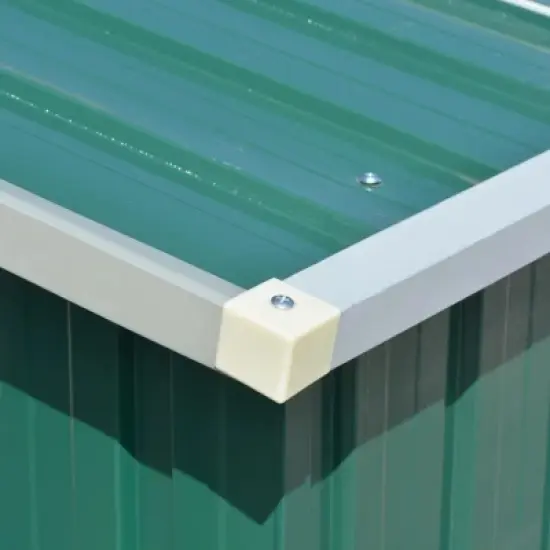 vidaXL Garden Shed Storage House for Tools Backyard Garage Patio Furniture Metal - Green 101.2" x 154.3" x 71.3" image {7}